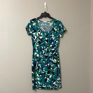 Calvin Klein - Green and Blue Geometric Dress - Size 8
